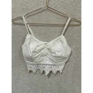 Mudd Y2K Bralette Size Medium White Floral Lace Removable Pads Feminine